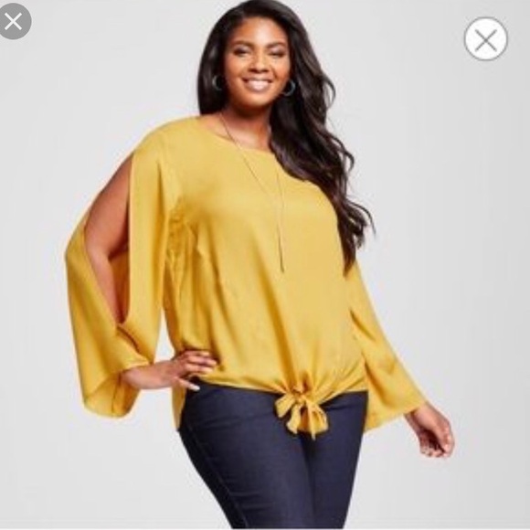 Ava & Viv Tops - NWT Ava and Viv yellow tie blouse